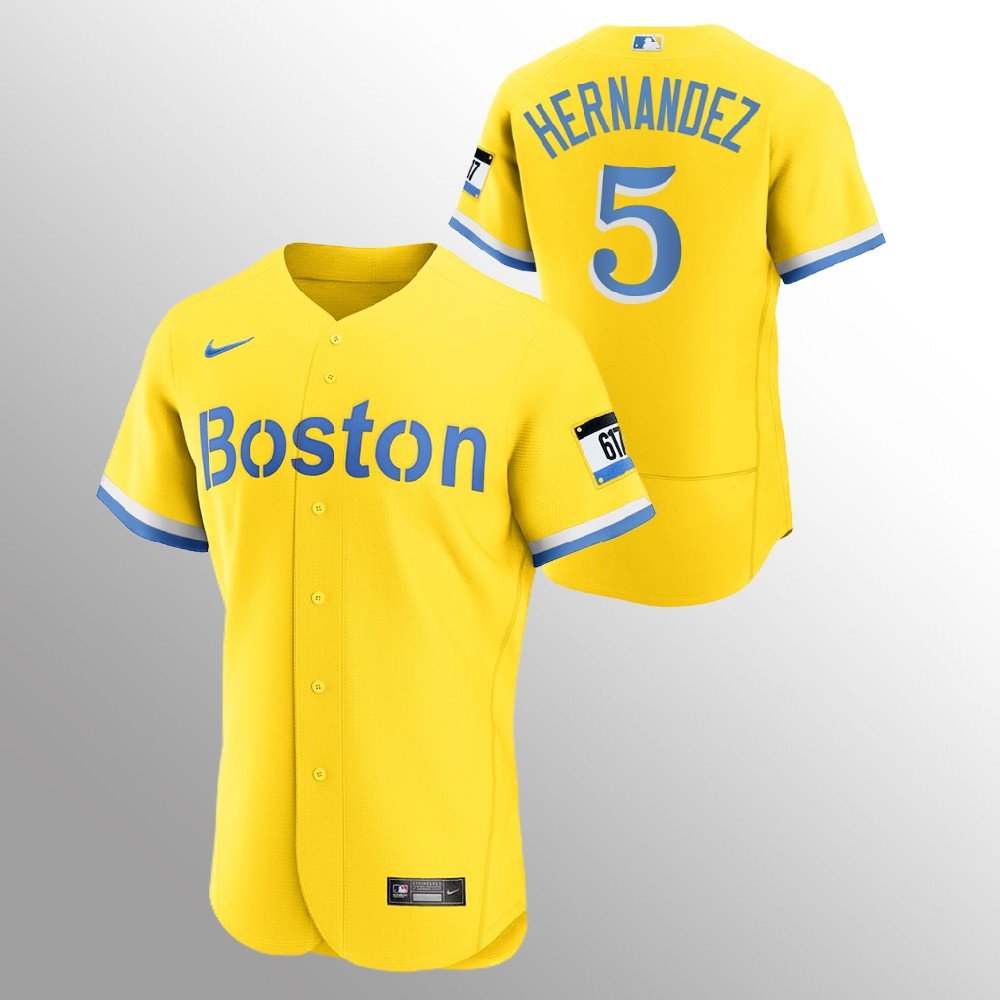 Boston Red Sox Enrique Hernandez Yellow Print Jersey