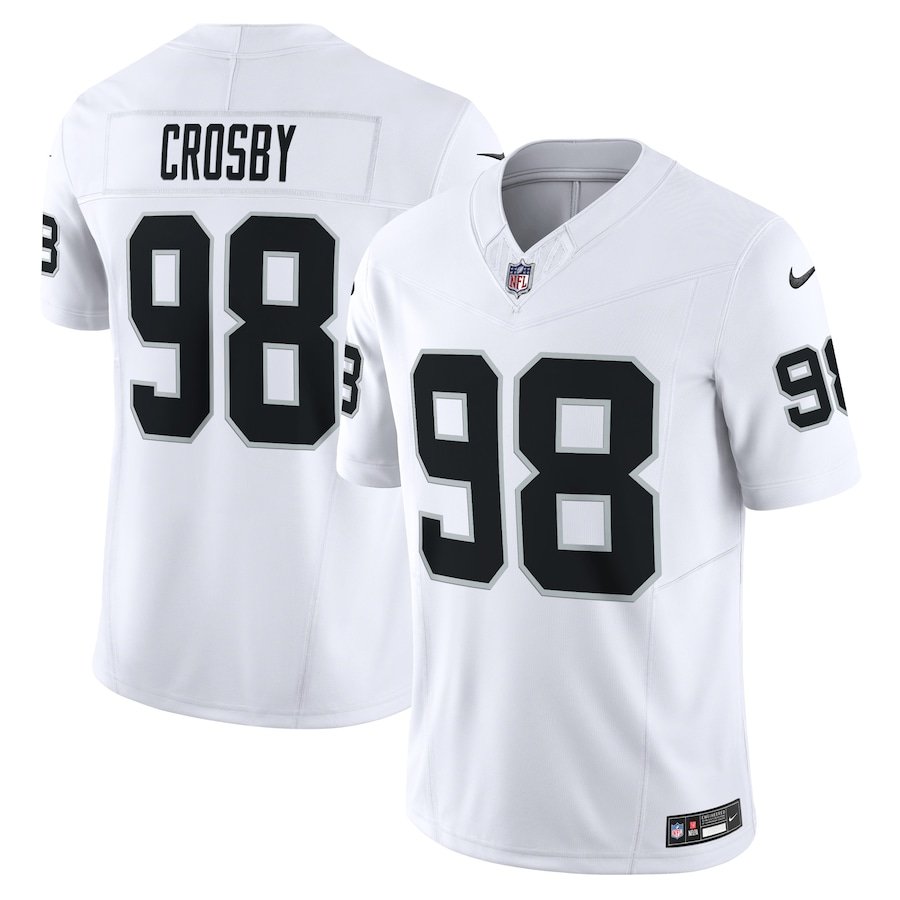 Las Vegas Raiders #98 Maxx Crosby 2023 White Vapor F.U.S.E. Limited Jersey