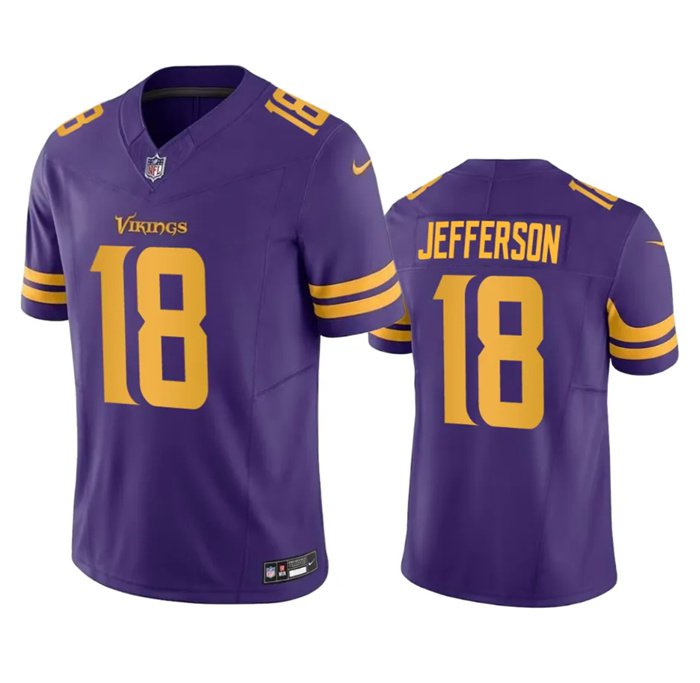 Minnesota Vikings #18 Justin Jefferson Purple 2023 F.U.S.E. Color Rush  Jersey