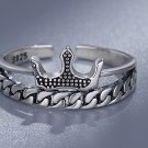 Queen temperament ring in 925 sterling silver and black royal crown shape