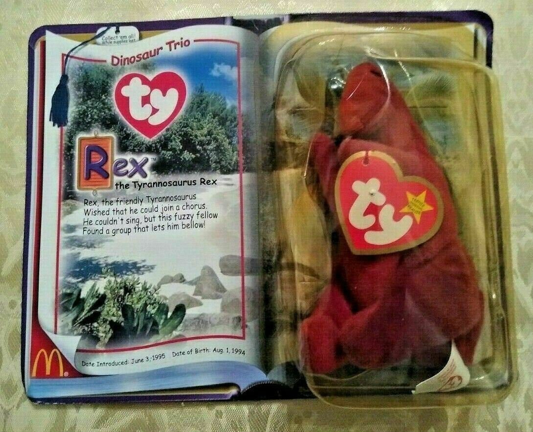 Ty Dinosaur Trio Rex 1995 McDonalds Beanie Baby Original Package Unopened
