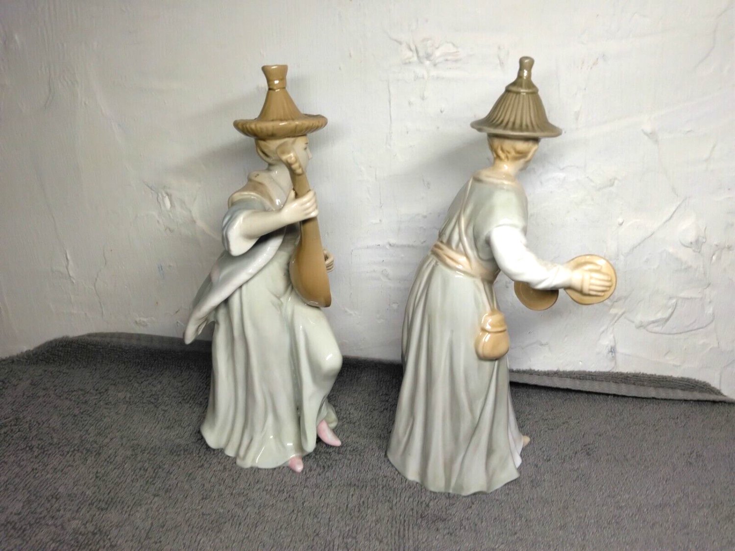 Vintage Toyo Japan Woman Figurine Playing Mandolin Man Figurine Hand