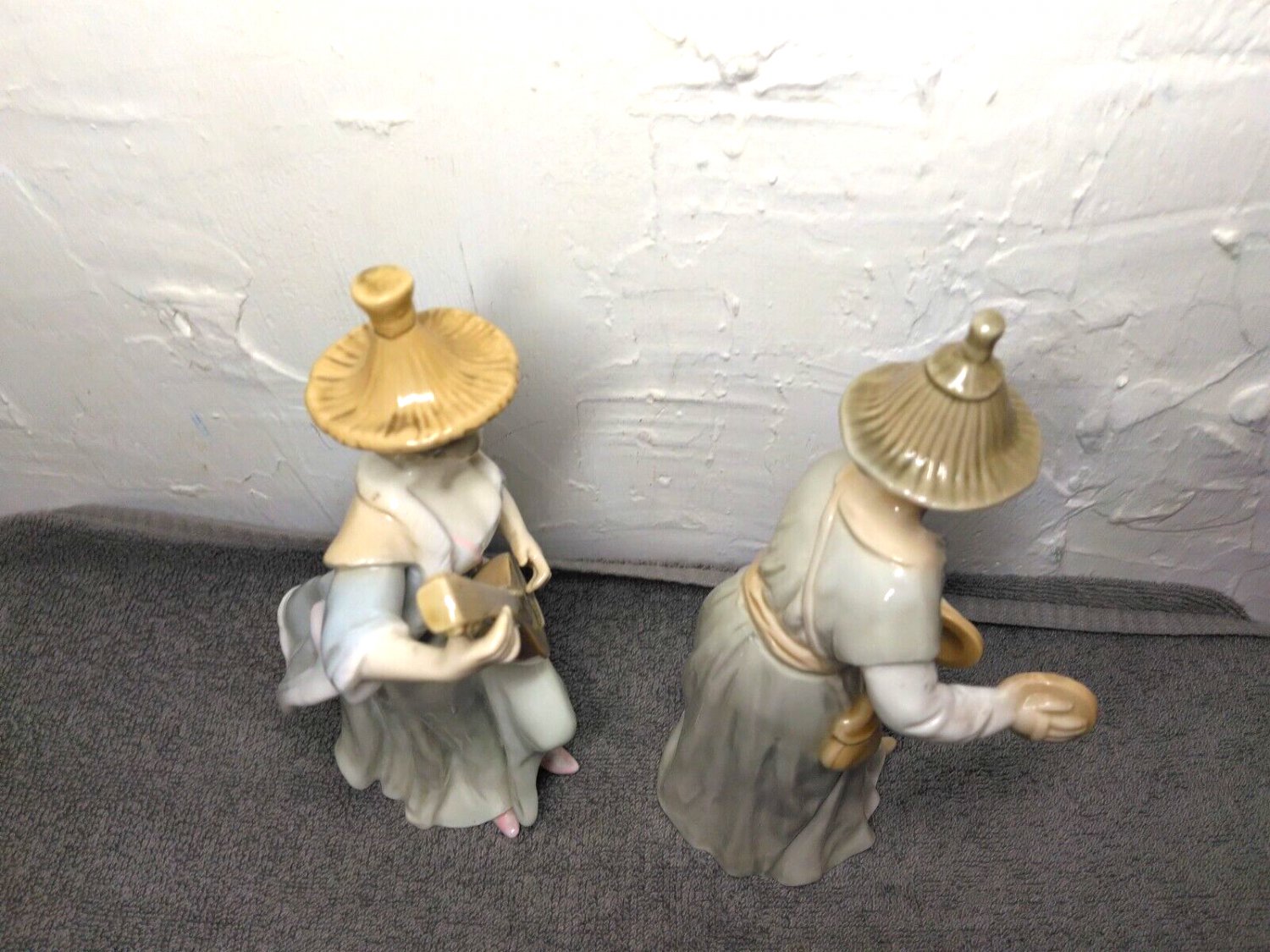 Vintage Toyo Japan Woman Figurine Playing Mandolin Man Figurine Hand