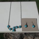 Necklace and matching earrings, faux turquoise