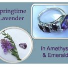 Lavender & Emerald Silver Ring, Ender Ring, Statement Ring