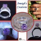 "Frosted Lace" Amethyst Fine Silver Ring, Size 7 1/4, Gemstone Statement Ring