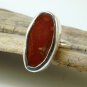 Red Ocean Agate set in Fine Silver Handcrafted Ring Size 8 3/4, Chalcedony Gemstones.