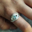 Poseidon's Eye, Aquamarine Gemstone set in Fine Silver Ring, Statement Jewelry