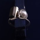 South Pacific Pearl and Schorl (Tourmaline) Gemstone Fine Silver Statement Ring