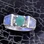 "Beryl Fun" Aquamarine and Emerald in Fine Silver Statement Ring