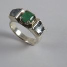 "Beryl Fun" Aquamarine and Emerald in Fine Silver Statement Ring