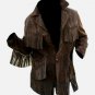 Men's Traditional Western Cowboy Leather Jacket Coat With Fringes Bone and Beads