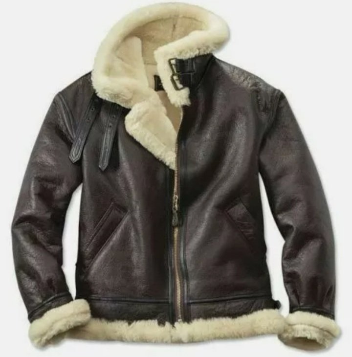 Men's B3 RAF Aviator Real Shearling Brown Sheepskin Leather Flight Bomber Jacket