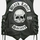 Black Label Society Doom Crew Vest / Men's Genuine Leather Black Biker Waistcoat