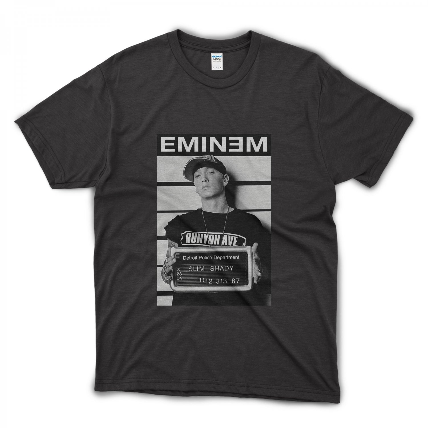 Eminem Wanted Mugshot Black LOGO UNISEX T-Shirt S-2XL