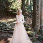 Bohemian Blush Pink Wedding Dresses V Neck Lace Appliques Long Sleeves