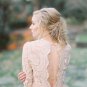 Bohemian Blush Pink Wedding Dresses V Neck Lace Appliques Long Sleeves