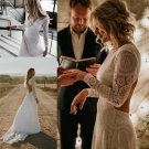 Sexy Boho Lace Long Sleeves Wedding Dresses Open Back Beach Bridal Gowns