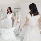 Summer Boho Beach Wedding Dress Lace Long Sleeves Chiffon A Line Bohemian Garden Simple Bridal Gowns