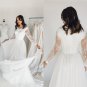 Summer Boho Beach Wedding Dress Lace Long Sleeves Chiffon A Line Bohemian Garden Simple Bridal Gowns