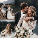 Lace Applique V Neck Beach Country Style Bohemian Wedding Dress Bridal Gowns