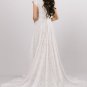 Vintage Lace Modest Wedding Dresses Cap Sleeves V Neck Buttons Back Champagne Boho Bridal Gowns