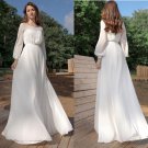 Princess Wedding Dress  Boho Long Sleeve Chiffon Floor Length For Women Beach Bridal Gowns