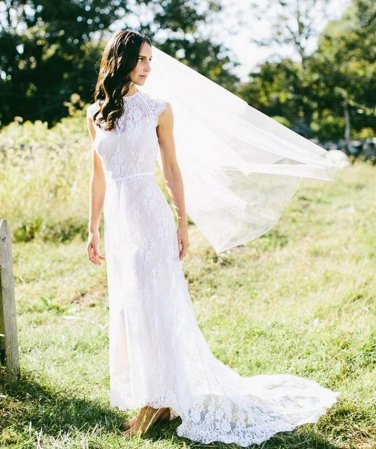 Bohemian Ivory Lace Wedding Dresses Bridal Gowns