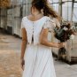 Bohemian Two Pieces Wedding Dresses  Lace Top Short Sleeve Bridal Gown