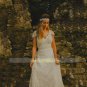 Bohemian Wedding Dress Unique Sexy V Neck Backless Cap Sleeves Brush Train Bridal Gowns