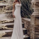 Satin Mermaid Wedding Dress Sexy Spaghetti Straps Simple Open Back  White Bridal Dress