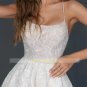 Simple Sparkle Short A Line Wedding Dress Spaghetti Straps Ankle Length Bridal Gowns