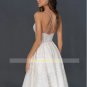 Simple Sparkle Short A Line Wedding Dress Spaghetti Straps Ankle Length Bridal Gowns