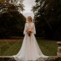 Unique Leaf Lace Wedding Dresses Flare Sleeve V-Neck A Line Boho Bridal Gowns
