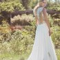Chiffon Beach Wedding Dresses Lace Appliques V-Neck Button Back A-Line Boho Bridal Gowns