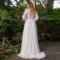 Boho Lace Chiffon A Line V-neck Long Sleeve Bohemian Vintage Bridal Gown