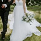 Simple Boho Wedding Dresses Spaghetti Straps Backless Lace Country Bride Dress