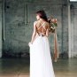 Deep V Neck Sleeveless Lace Appliques Country Bohemian Bridal Gowns