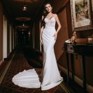Ivory Sexy V Neck Appliques Lace Backless Wedding Gown