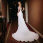 Ivory Sexy V Neck Appliques Lace Backless Wedding Gown