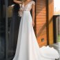Elegant Satin V-neck A-line Wedding Dresses Boho Bridal Gowns