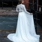 Two Piece Wedding Dress Crop Top Lace High Neck Sheer Long Sleeve Boho Wedding Dress