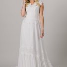 Short Sleeves V Neck Cap Sleeves Summer Country Bohemian Bridal Gown