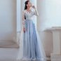 Long Sleeves V Neck A Line Lace Appliques Floor Length Bridal Wedding Gown