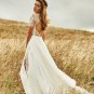 Gothic Country Bohemian Wedding Dresss  Short Sleeve Jewel Neck Lace Bridal Gowns
