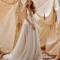 Bohemian Wedding Dress Deep V Neck Lace Appliqued Beads Country Beach Boho Bridal Gowns