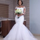 Fashion Illsion Long Sleeves Mermaid African Bridal Gown