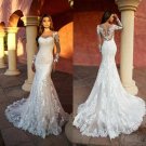 Long Sleeve White Wedding Gown Sexy Vintage  Bride Dress