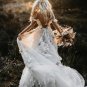 Bohemian Wedding Dresses Off Shoulder 3D Flower Appliqued Bridal Gowns