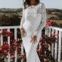 Country Backless Lace Wedding Dress Long Sleeves Plus Size White Mermaid Bridal Dresses